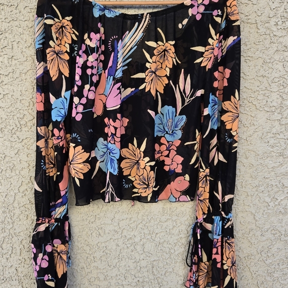 Free People Of Paradise Long Sleeve Floral Blouse - Picture 8 of 8